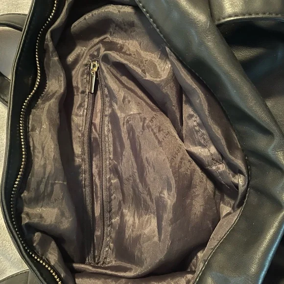 Large Auth Versace Perfums Leather Travel Bag Wide Strap W Dbl Handles Gold Acct - Picture 8 of 14